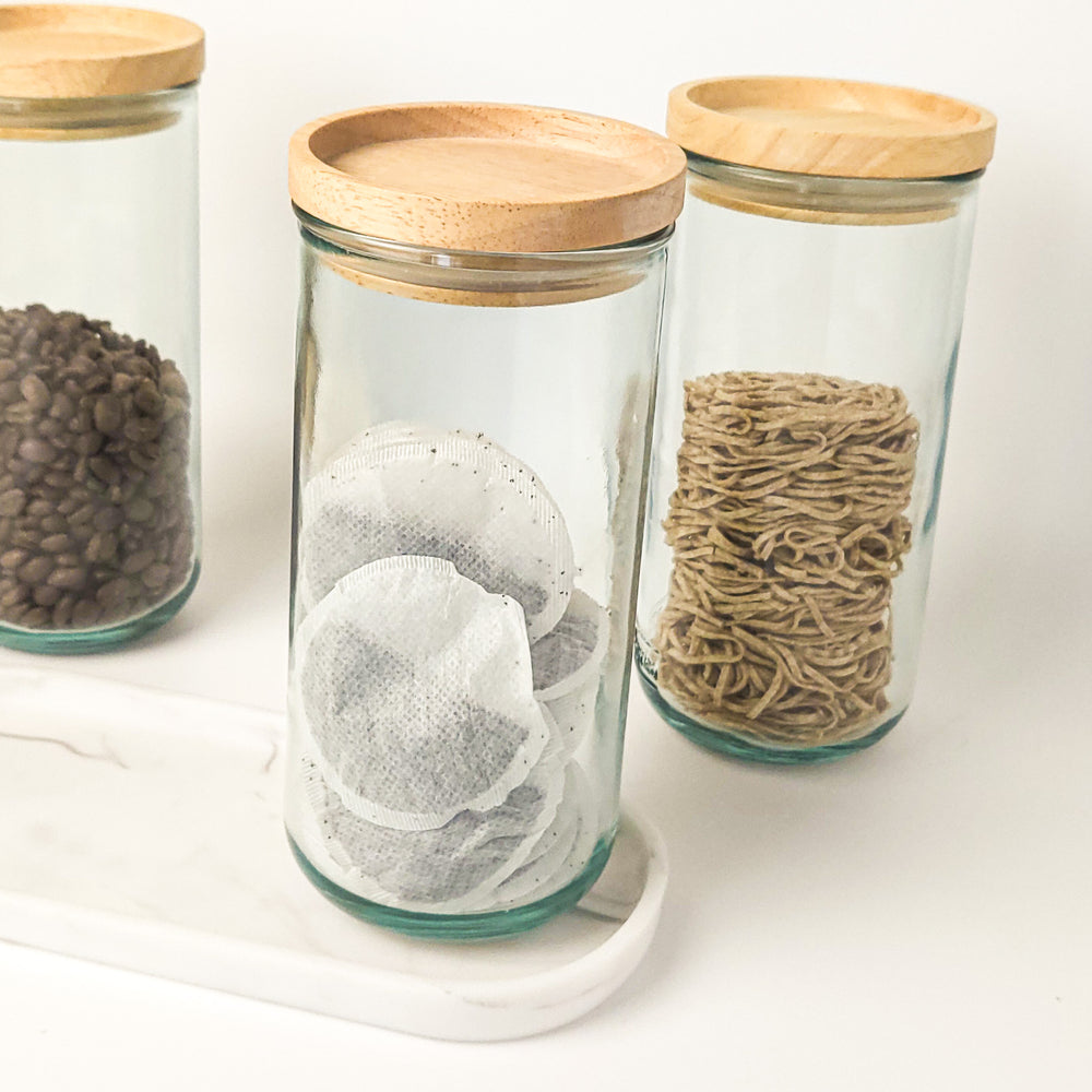 
                  
                    Stackable glass storage jar | 100% recycled glass | 820ml capacity
                  
                