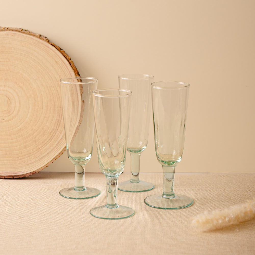 Recycled glass champagne / prosecco flutes | 100% recycled glass