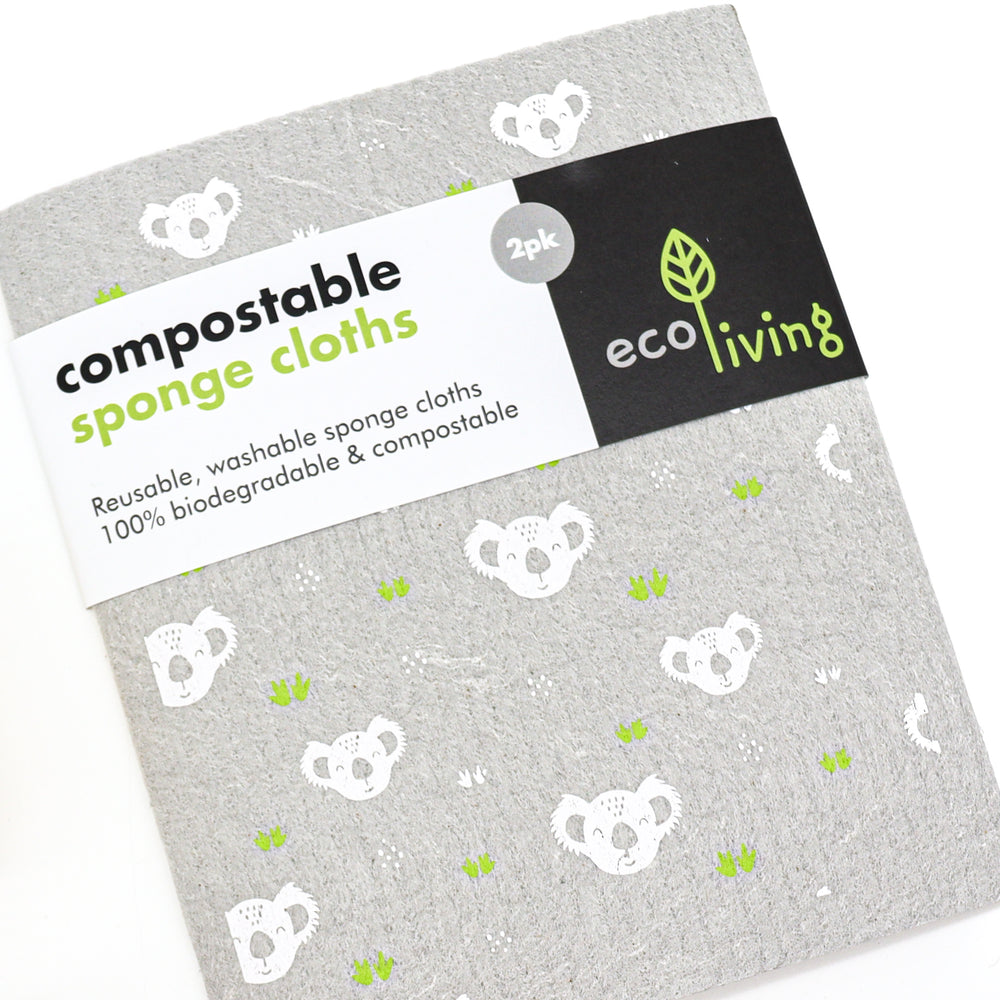 Compostable Sponge Cleaning Cloths - Wildlife Rescue 2 pack KOALA