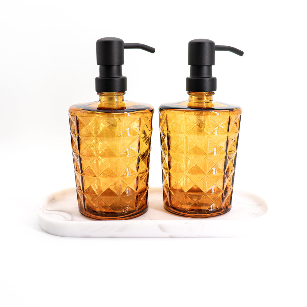 
                  
                    Recycled glass soap dispenser - vintage yellow - black pump
                  
                