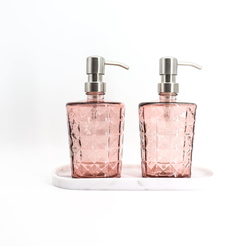 
                  
                    Recycled glass soap dispenser - pink - silver pump
                  
                